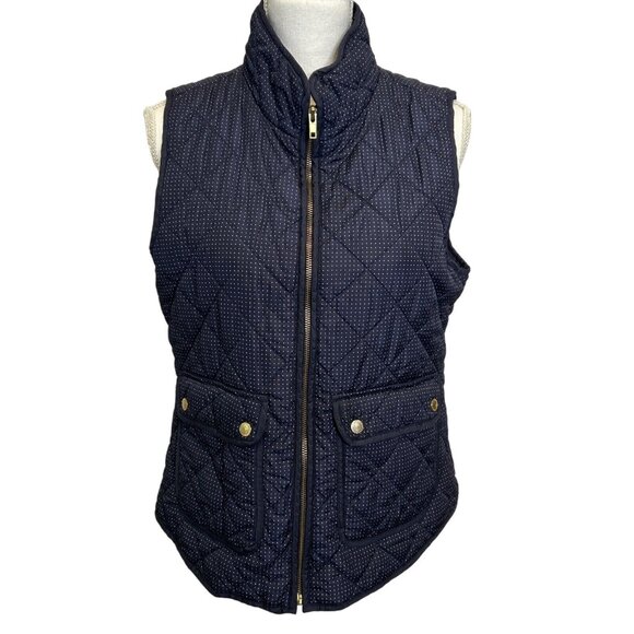 Cambridge Dry Goods Puffer Vest Women's Micro Dot‎ Print Stand Collar Full Zip L - Picture 1 of 10